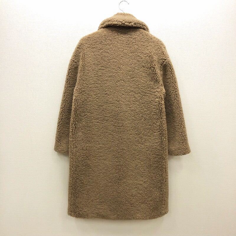 こ034】ZARA ボアコート (USA)Mサイズ ベージュ 膝丈 無地 襟 こ034】ZARA ボアコート (USA)Mサイズ ベージュ 膝丈 無地 襟