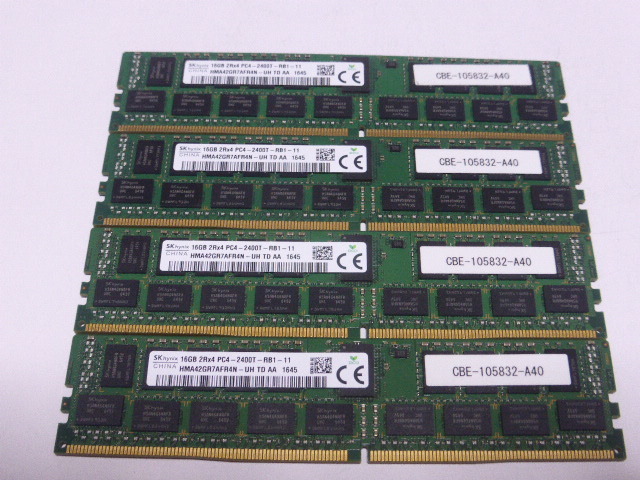 動作確認済】DDR4メモリ 16GB×4(64GB) 2400T-RB1-11-