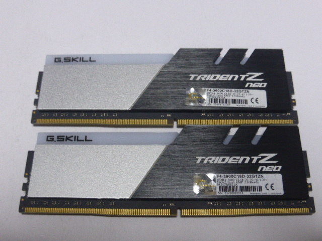 メモリ デスクトップパソコン用 G.SKILL TRIDENT Z NEO RGB DDR4-3600 PC4-28800 16GBx2枚 合計32GB F4-3600C18D-32GTZN 起動確認済です_画像1