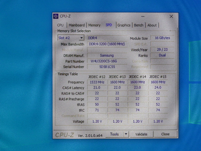 メモリ デスクトップパソコン用 CFD DDR4-3200 PC4-25600 16GBx2枚 合計32GB 起動確認済みです W4U3200CS-16G _画像5