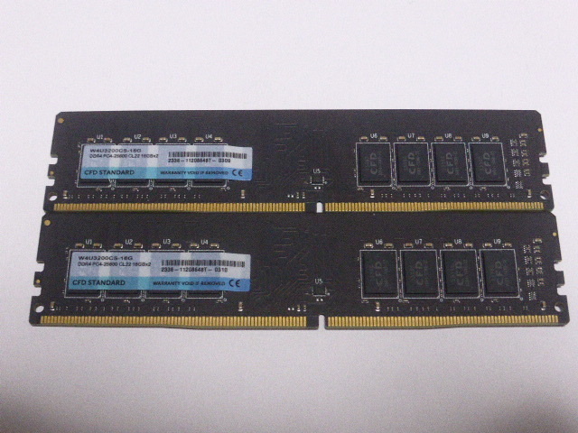メモリ デスクトップパソコン用 CFD DDR4-3200 PC4-25600 16GBx2枚 合計32GB 起動確認済です W4U3200CS-16G _画像1