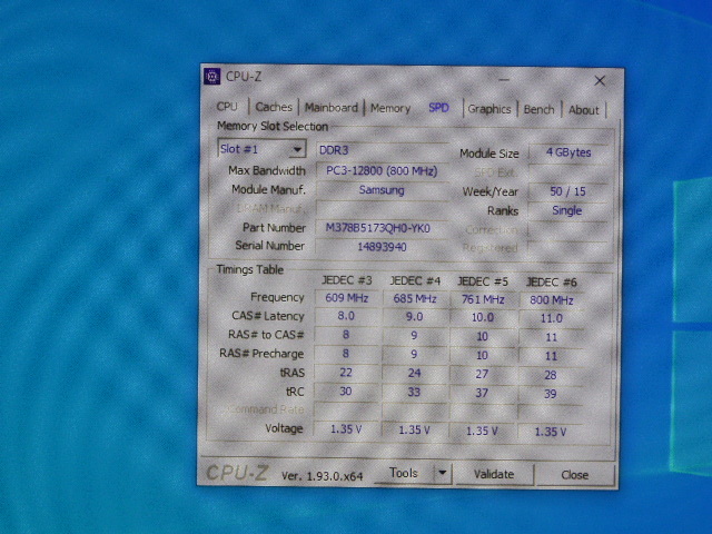 メモリ デスクトップパソコン用 Samsung 低電圧 1.35V DDR3L-1600 PC3L-12800 4GBx4枚 合計16GB 起動確認済みです①_画像5