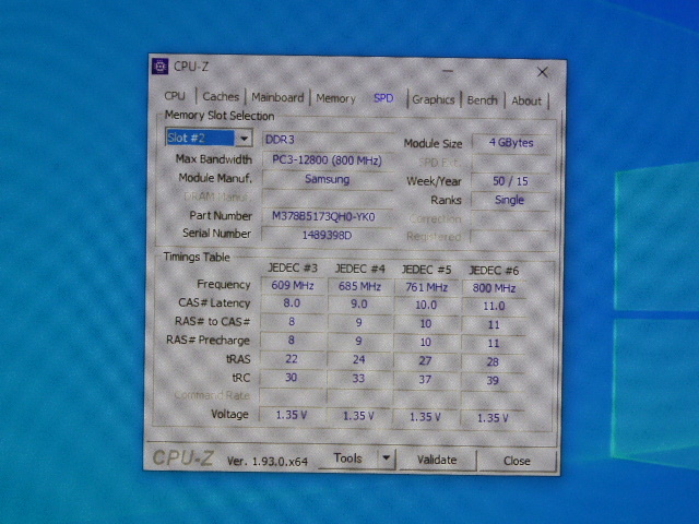 メモリ デスクトップパソコン用 Samsung 低電圧 1.35V DDR3L-1600 PC3L-12800 4GBx4枚 合計16GB 起動確認済みです③_画像6