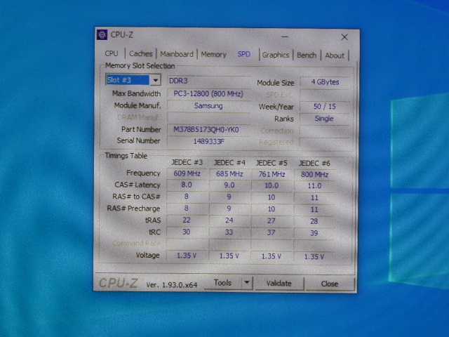 メモリ デスクトップパソコン用 Samsung 低電圧 1.35V DDR3L-1600 PC3L-12800 4GBx4枚 合計16GB 起動確認済みです③_画像7