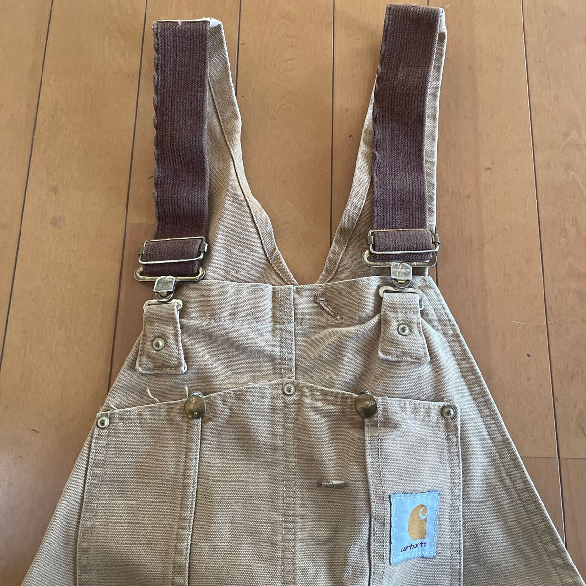 古着  80s carhartt カーハート ヴィンテージ ダブルニーオーバーオール　 ダック ブラウン　キャメル