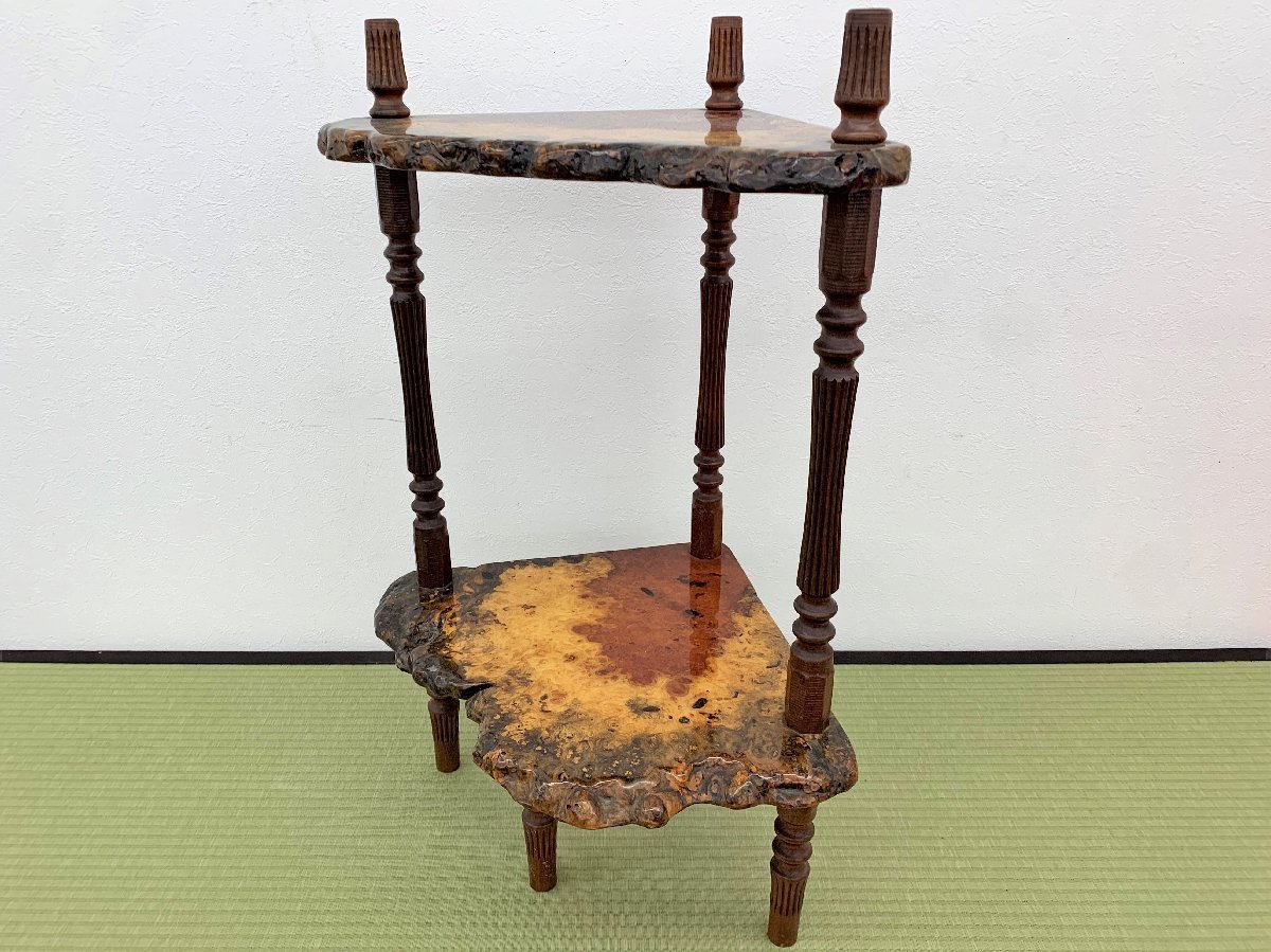 花梨 玉杢 葡萄杢 泡杢 コーナーテーブル 骨董品 古美術品 3943nbizY-