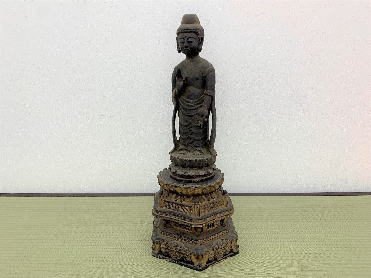 仏教美術 時代 木彫 菩薩像 仏像 立像 置物 骨董品 美術品 1950tffzY-
