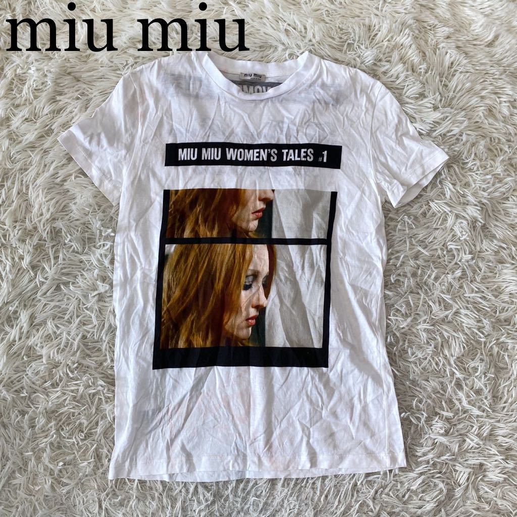 [1 иен старт] Miu miu miu miu t -Fry -Frint print t -Frish White xs