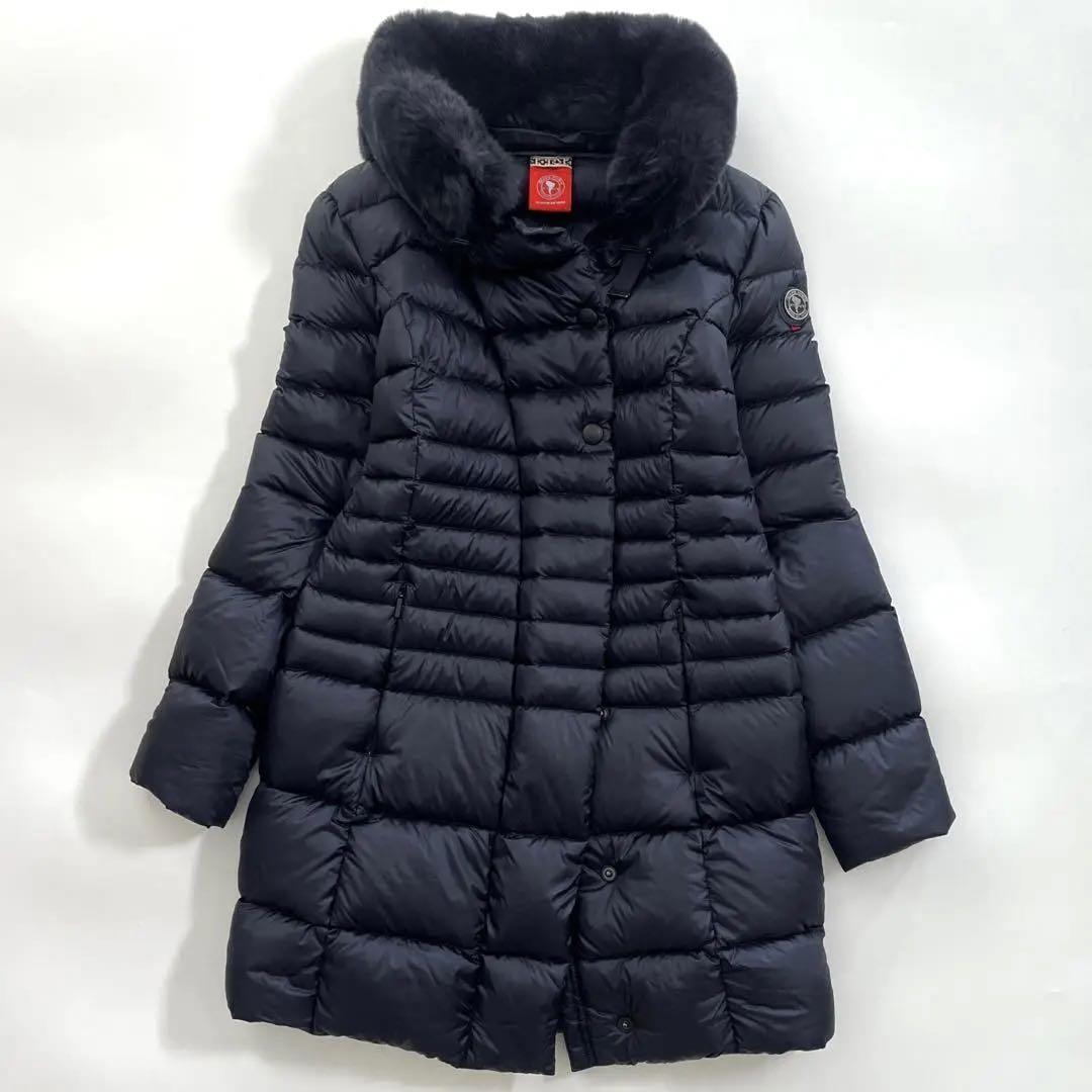 ケープホーン AYSEN LAPIN リアルファー ロングダウンコート ネイビー-