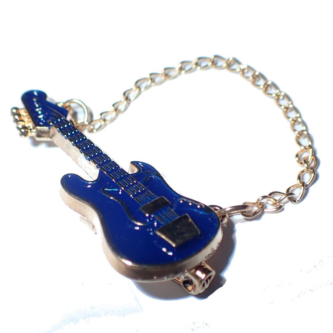 エレキギター　ベース　エナメル　ブローチ　ピンブローチ　ピンバッジ　バッジ　ラペルピン　青色　ブルー　ストラップ　安全ピン_画像5