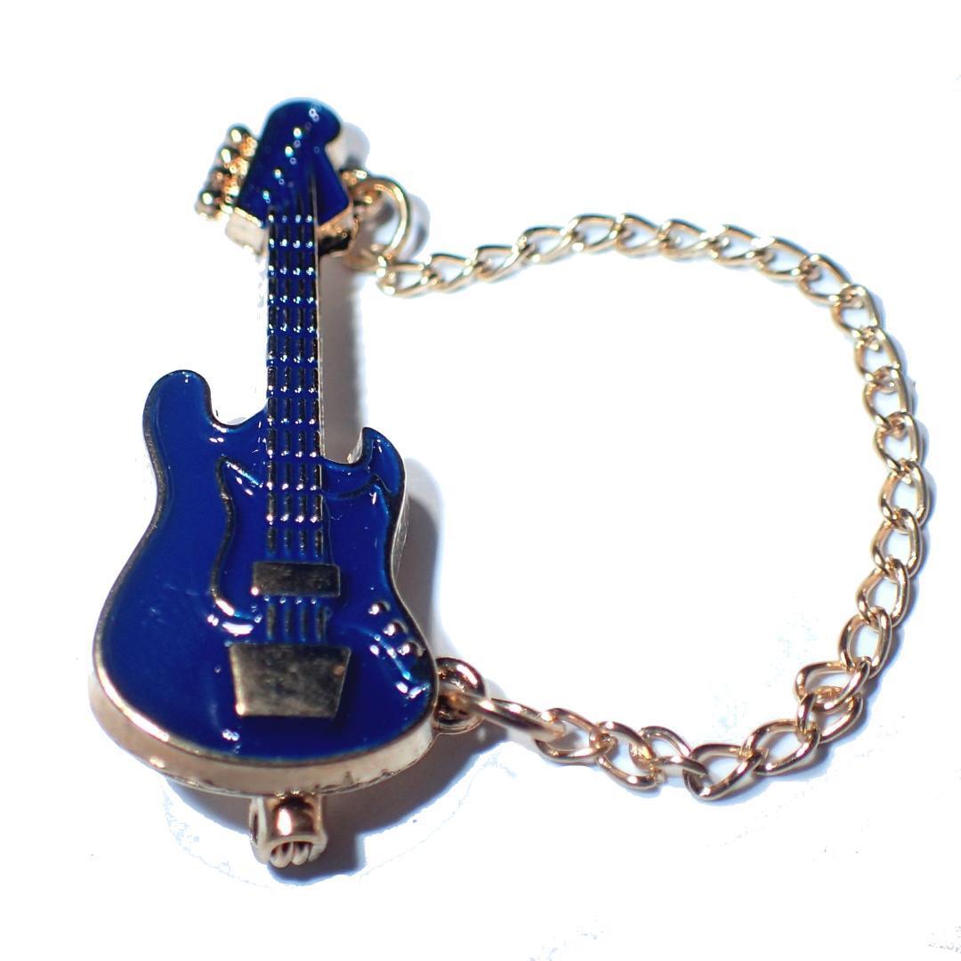 エレキギター　ベース　エナメル　ブローチ　ピンブローチ　ピンバッジ　バッジ　ラペルピン　青色　ブルー　ストラップ　安全ピン_画像6