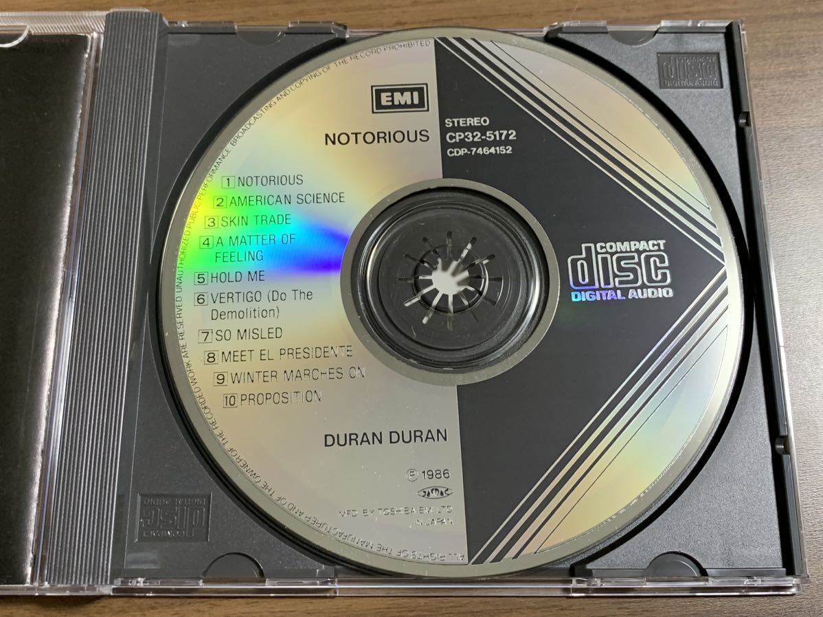 #4/美品/DURAN DURAN(デュラン デュラン) NOTORIOUS (ノトーリアス)/86年国内初盤CD、初回特典ラミネートカード付き_画像3