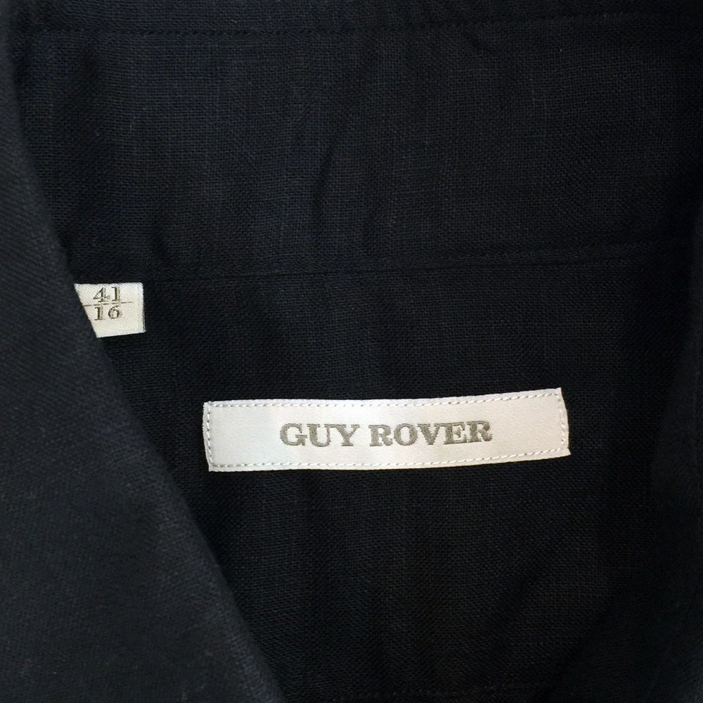 ●超美品 GUY ROVER ギローバー 麻100％ 長袖ワイドスプレッドカラーシャツ サイズ41/16 メンズ ブラック リネン 1650X2580 1AA/89172_画像4