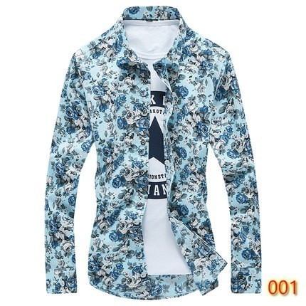 新品◆細身花柄シャツ　メンズ きれい目 アロハシャツ　8色DJ870_画像1