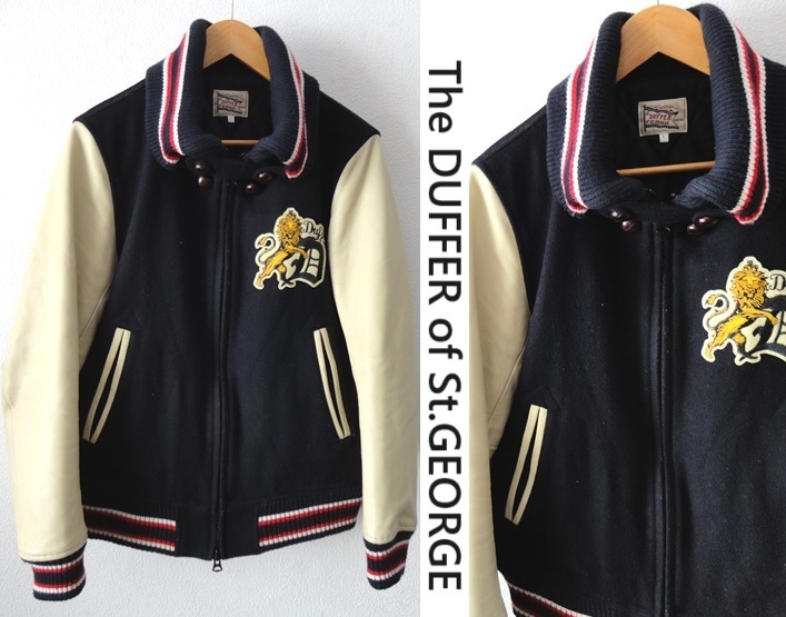【代引き不可】 オブ St.GEORGE:ダファー of DUFFER 羊革/The 袖 セントジョージ/ラムレザー×メルトンウール スタジャン/白×紺/Lsize ドンキーカラー Lサイズ 【代引き不可】 オブ St.GEORGE:ダファー of DUFFER 羊革/The 袖 セントジョージ/ラムレザー×メルトンウール スタジャン/白×紺/Lsize ドンキーカラー Lサイズ