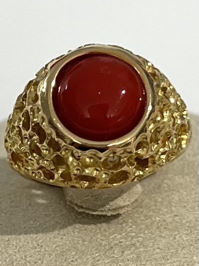 K18 Natural Red Book Coral Onemic Jewel Coral Ring Кольцо кольцо 10.54G № 12 красота