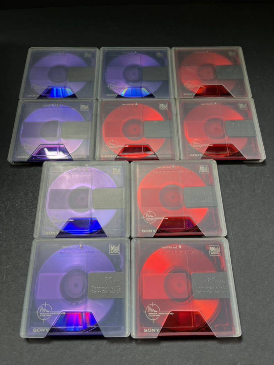 MD ミニディスク minidisc 中古 初期化済 color collection 80 パープル レッド 10枚セット 記録媒体_画像1