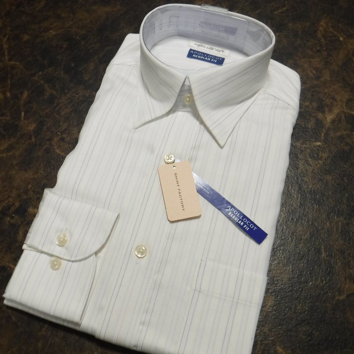 TT945 百貨店モデル CHOYA SHIRT FACTORY 定価9790円 白 形態安定 マルチストライプ長袖ドレスシャツ 新品 38-82 M チョーヤ ワイシャツ_画像1