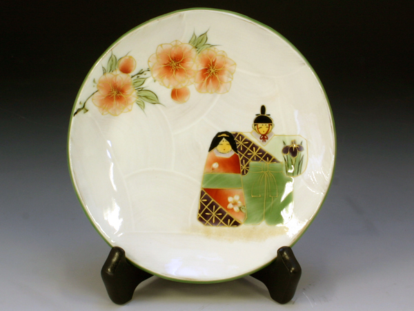 京焼・清水焼　雛飾　お雛さま(皿立付)　陶あん　飾り皿　KTA806　陶器