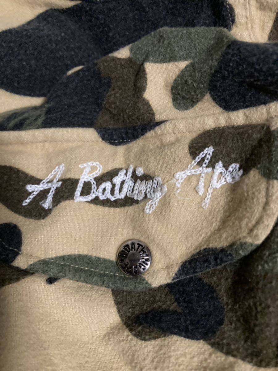 A BATHING APE エイプ 1stカモ 長袖シャツ エイプ イエローカモ レディースXXSサイズ BAPEベイプNIGO APE 1stイエローカモ エイプカモ_画像3