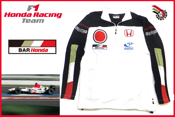 ★BAR Honda F1 Team Half-Zip Sweat Jacket ・LUCKY ARIBE ・L ・USED