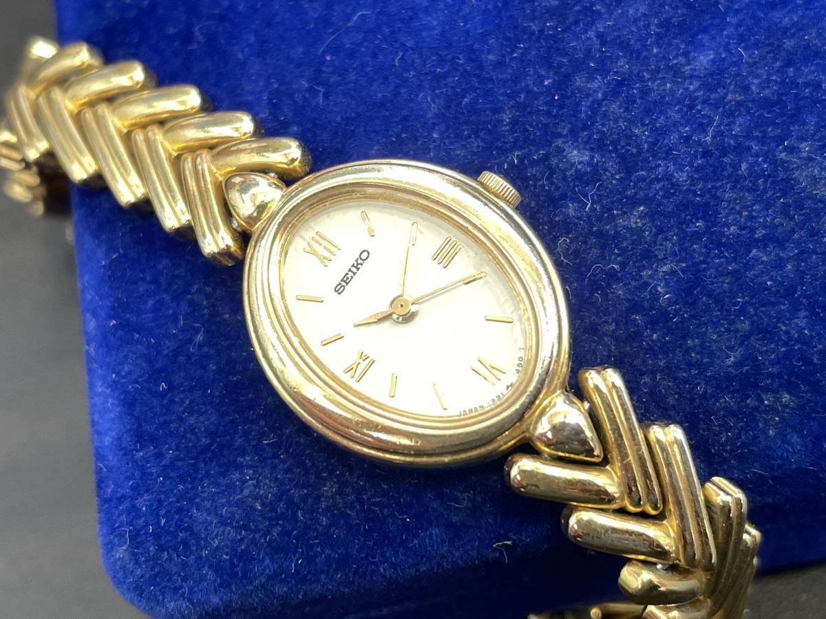 1円 ～ SEIKO セイコー 1221-5930 レディース腕時計 腕時計 時計 3針 ゴールドカラー ブランド腕時計 クオーツ クォーツ_画像1