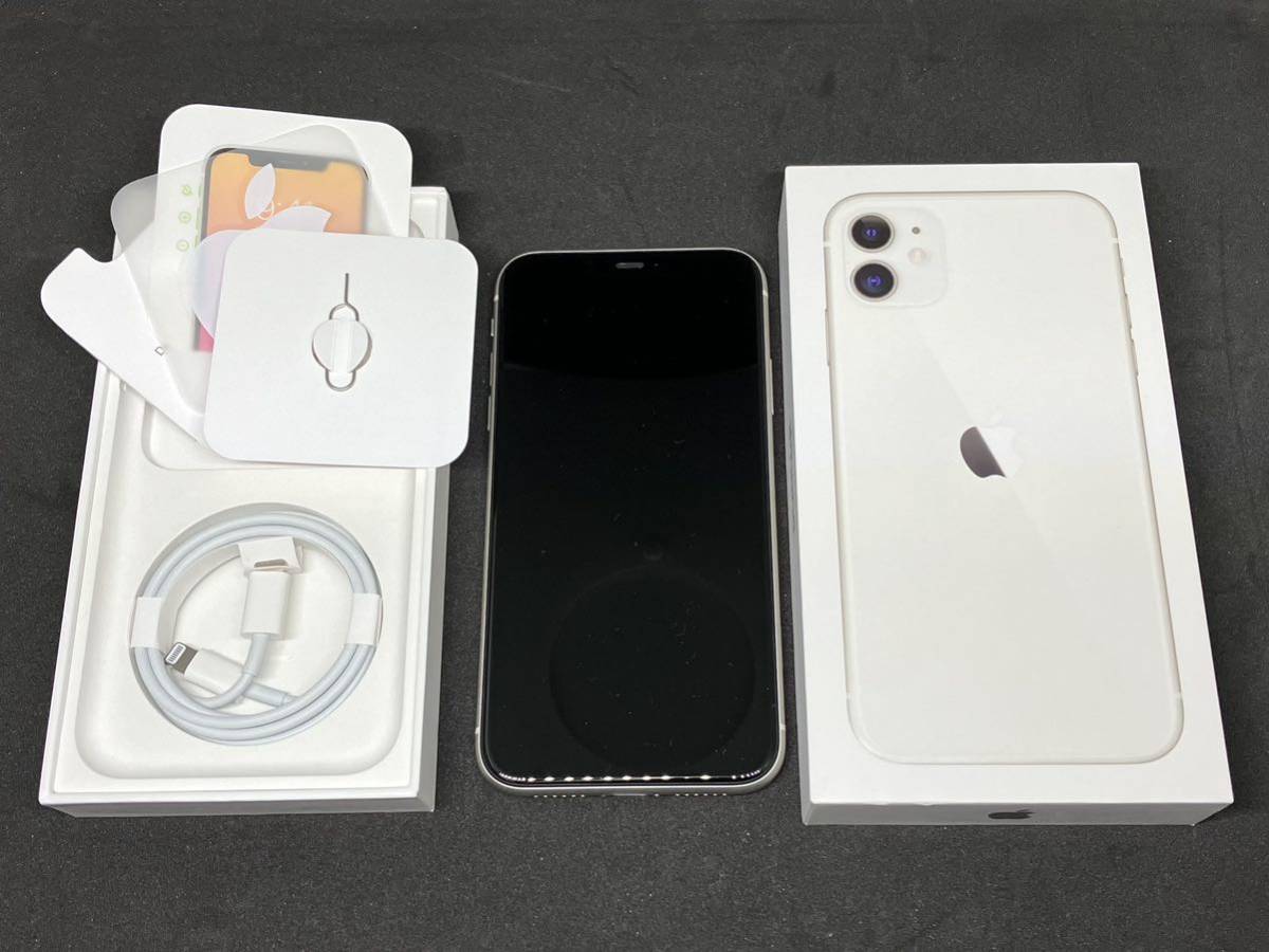 【動作良好】Apple iPhone11 128GB ホワイト A2221 MWM22J/A SIMフリー【バッテリー劣化】