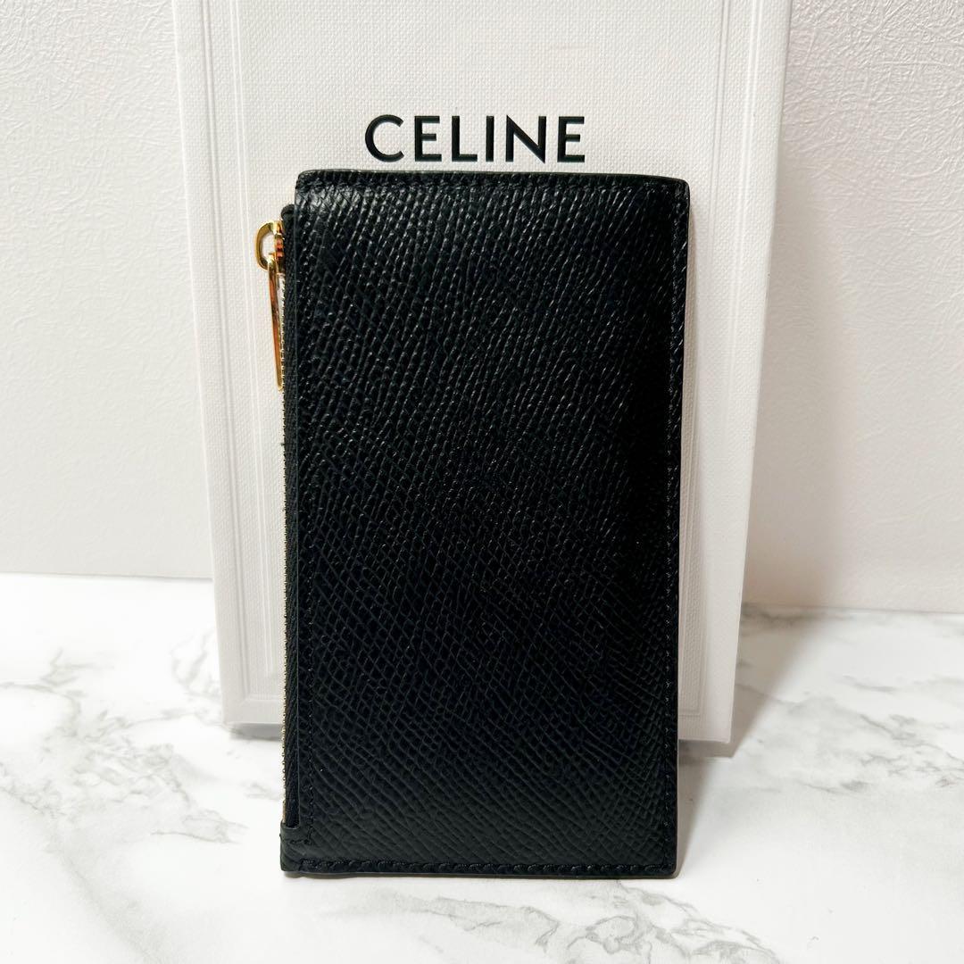 【現行★極美品】CELINE セリーヌ ジップ付き コンパクト カードホルダー エッセンシャル ブラック フラグメントケース コインケース 財布