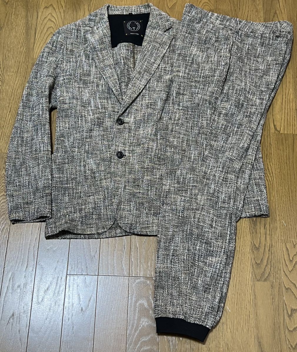 【美品】T JACKET（ティージャケット） ストレッチジャケット ジョガーパンツ セットアップ Sサイズ ベージュミックス系 BEAMS購入品春夏_画像1