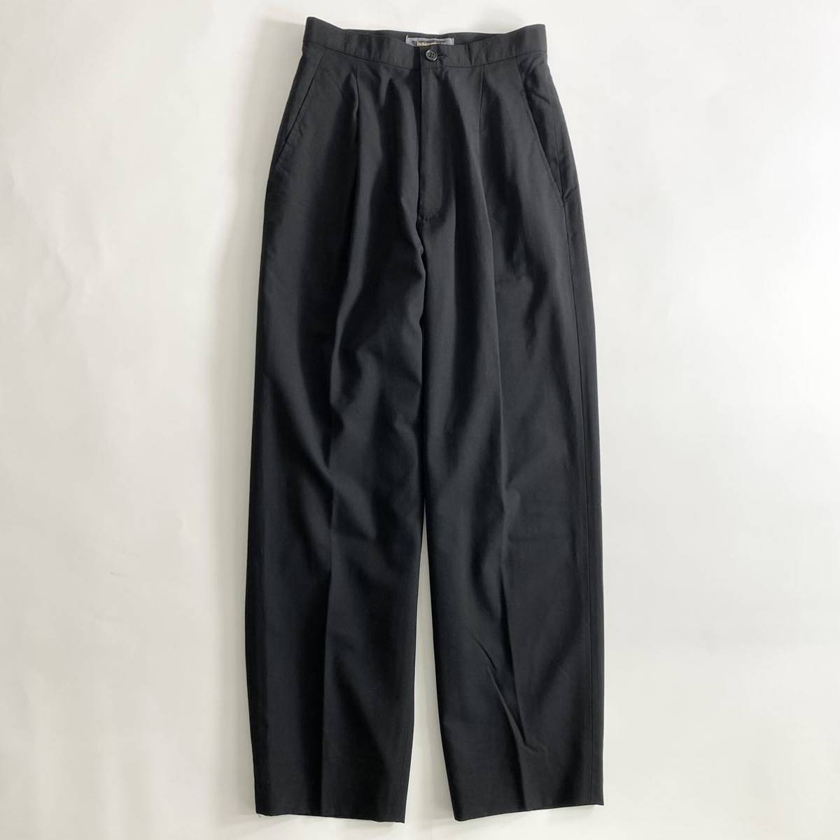 ◯32j8《美品》ISSEY MIYAKE イッセイミヤケ 一筆タグ センタープレスパンツ サイズM ブラック レディース ボトムス タック ウール_画像1