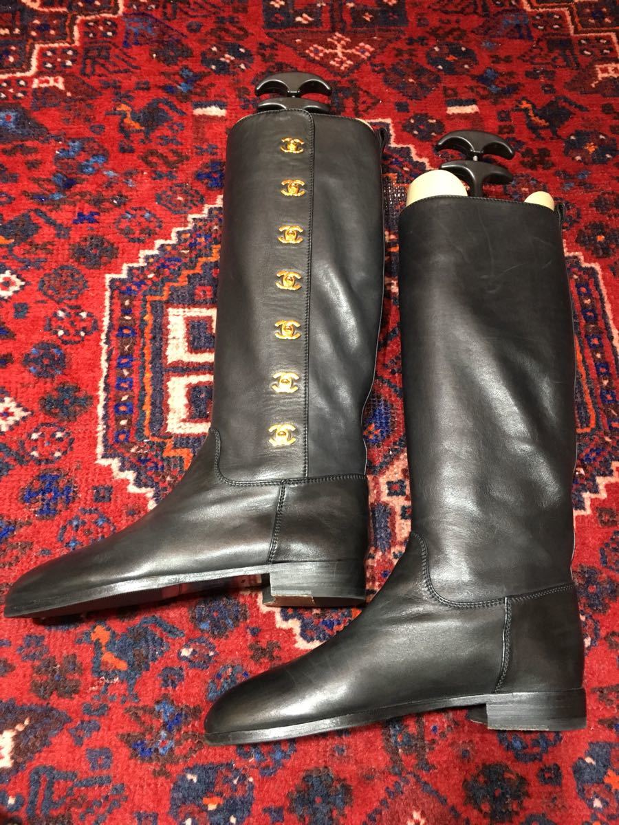 CHANEL COCO MARC TURN LOCK LEATHER BOOTS MADE IN ITALY/シャネルココマークターンロックレザーブーツ_画像5