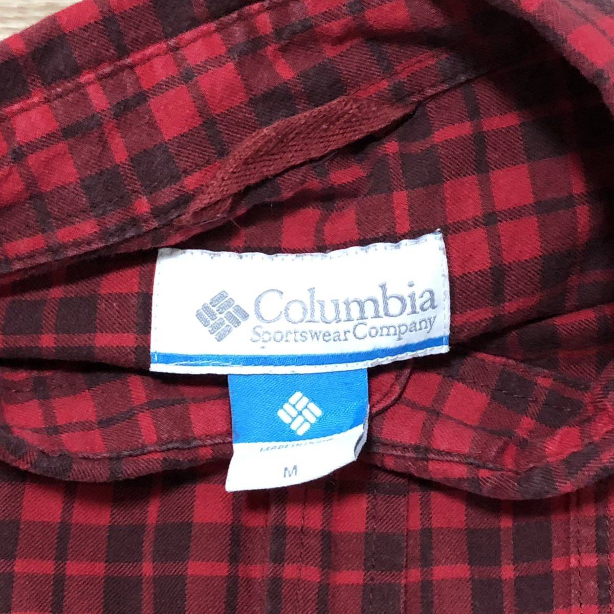 【送料無料】Columbia長袖シャツ　赤チェック柄　メンズMサイズ　コロンビアアウトドア登山_画像6