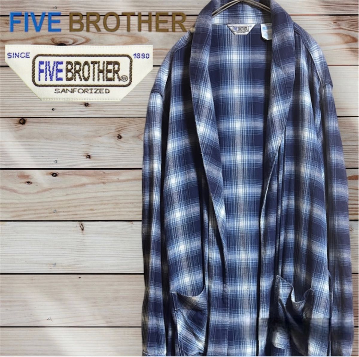 FIVE BROTHER ファイブブラザー オンブレチェック ガウンコート-