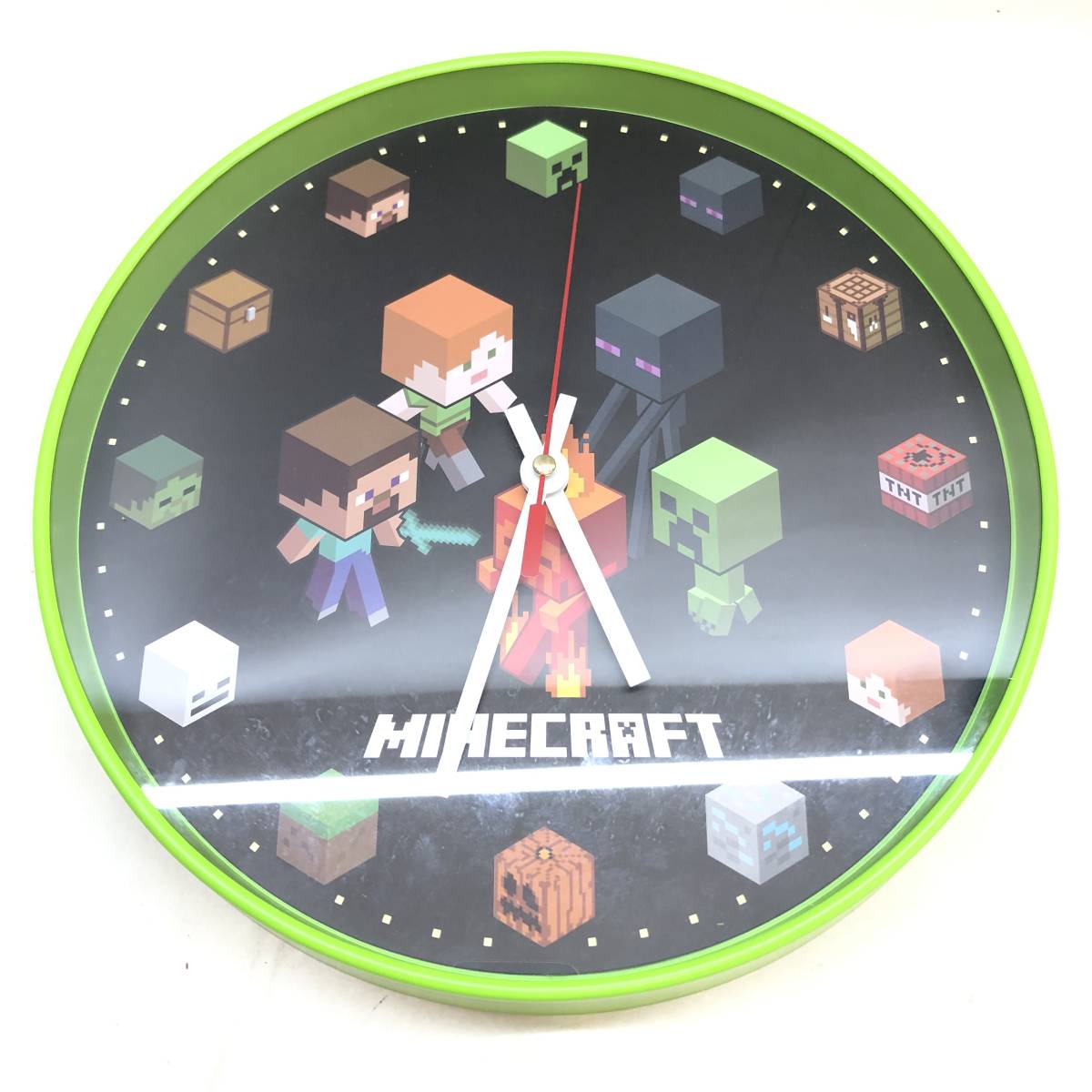 ★Minecraf マインクラフト マイクラ 時計 掛け時計 WALLＣLOCK インテリア 通電のみ確認 現状品 ★C00351_画像2