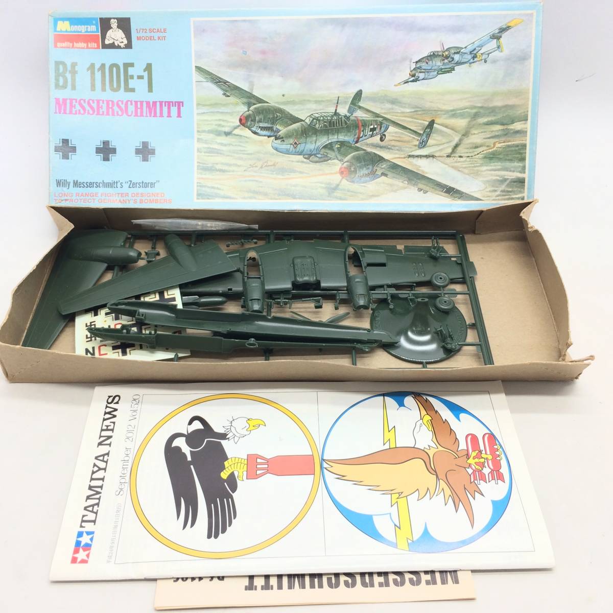 ☆ Monogram Bf 110E-1 MESSERSCHMITT Zerstorer 1/72 戦闘機 プラモデル ホビー デカール コレクション 中古現状品 ☆N80307_画像1