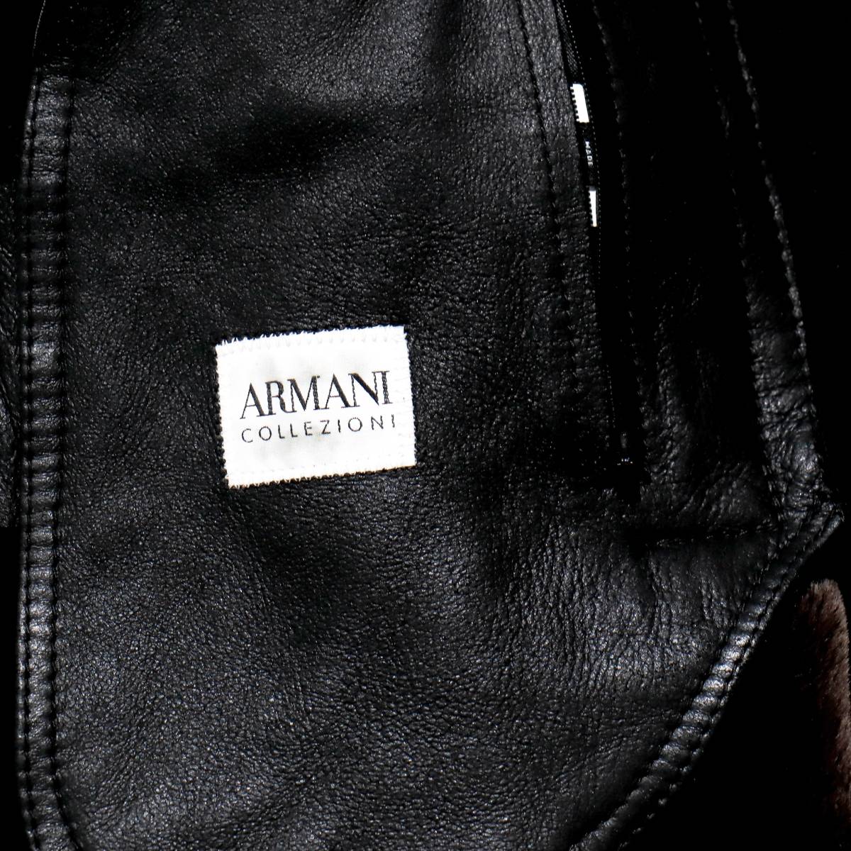 歴史的銘品◎極美85万「ARMANI/アルマーニ」別格の怪物級トロトロの手触り◎極上ラムスキン羊革ムートン毛皮コート 50 XL 黒_画像9