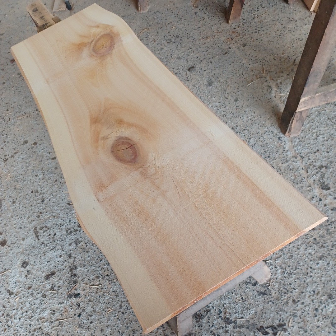 C-1505【100×32.8～39×2cm】 国産ひのき 　耳付節板 　テーブル 　カウンター　 看板 　一枚板　 桧　 檜　無垢材　 DIY