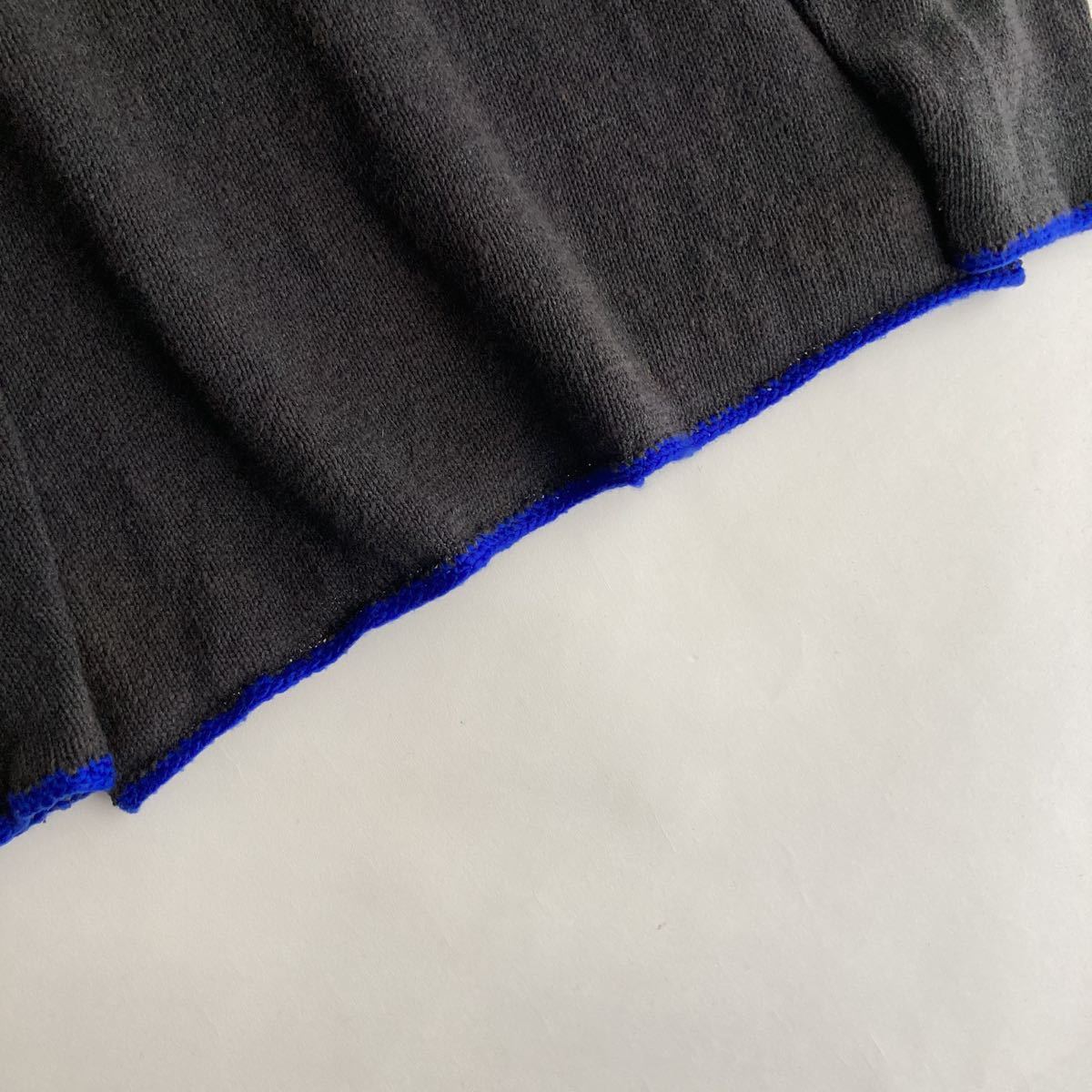 Ron Herman ロンハーマン Vネック コットン ニット 切り替え配色 柔らか素材 サーフ チャコールグレー × ブルー size M_画像6