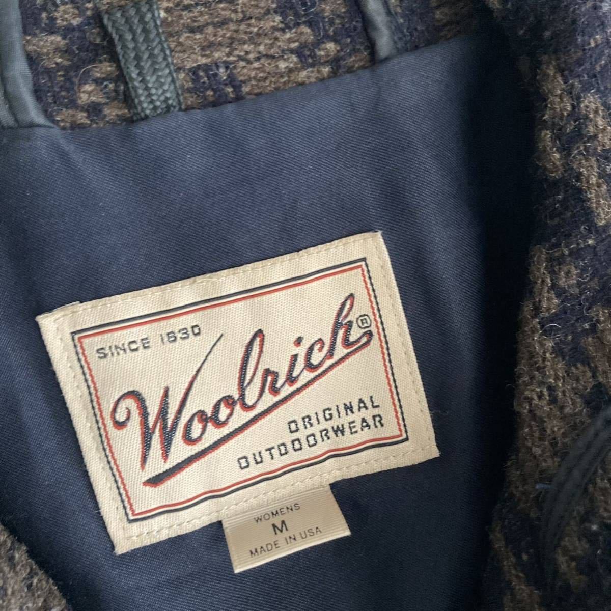 【USA製】Woolrich ウールリッチ ヴィンテージ ネイティブ調 フーデッド ジャケット ウール アウター ジップアップ ブラウン系 size M sk