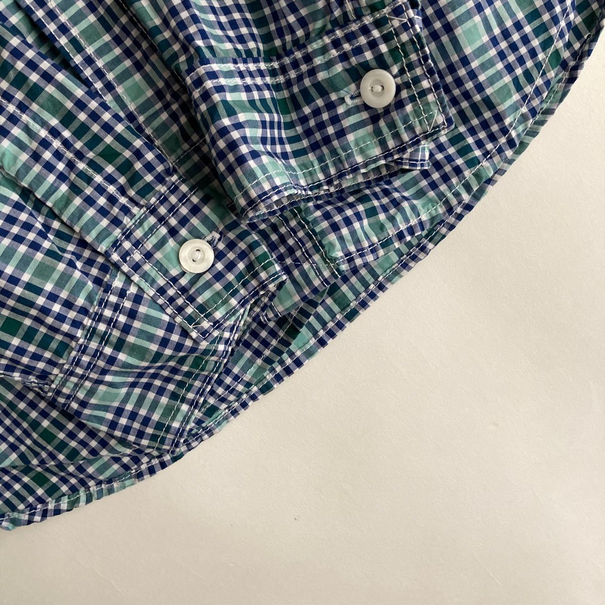 【美品】POST O'ALLS アメリカ製 ポストオーバーオールズ ワークシャツ チェック柄 マルチポケット コットン ネイビー系 size S sk_画像9