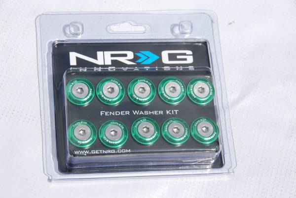 NRG フェンダーワッシャー ナンバーボルト 緑 M6x1.0 ナッター付き USDM/JDM 正規輸入品 即納 FW100GN 複数OK_画像1