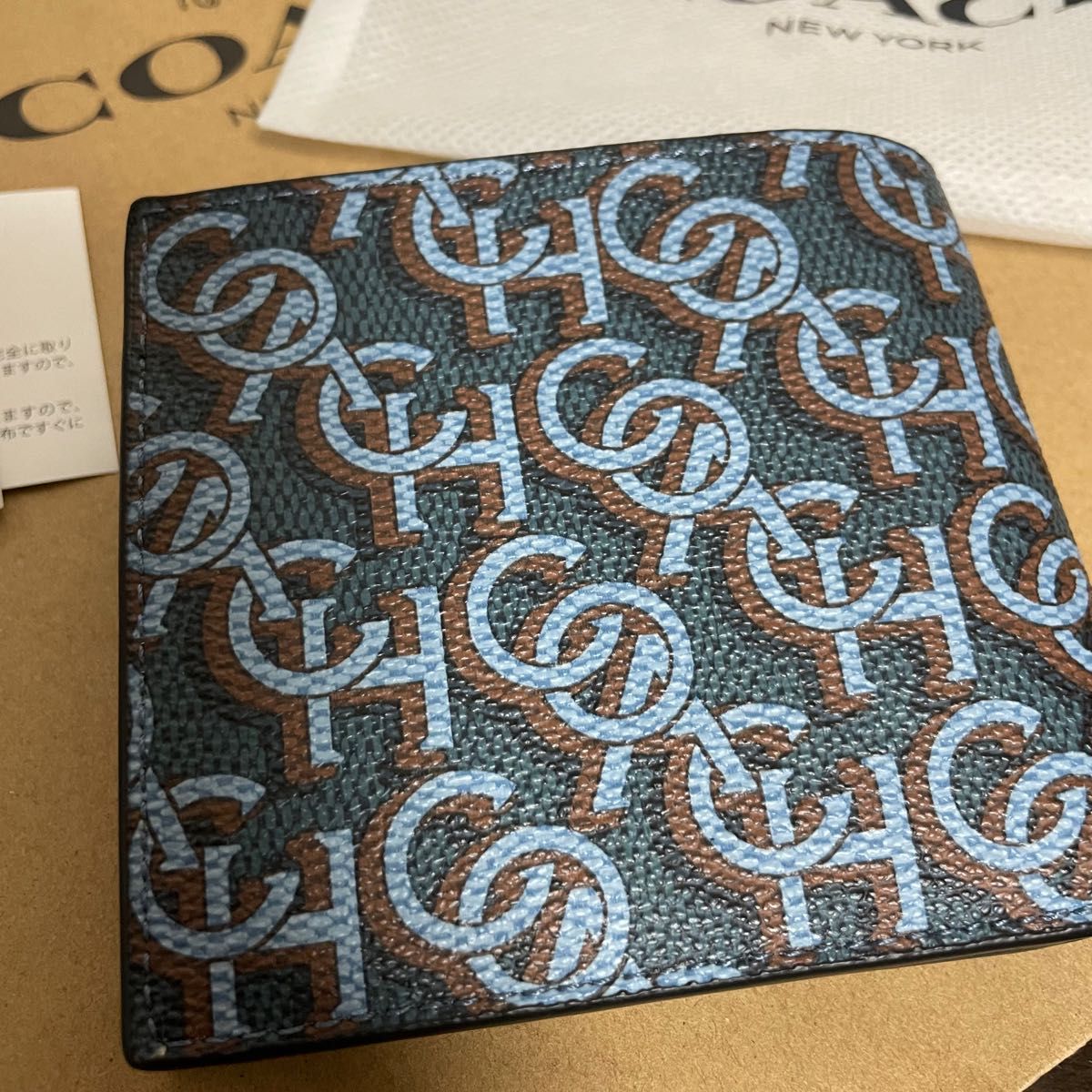 coach 財布 メンズ 二つ折り ブルー 美品