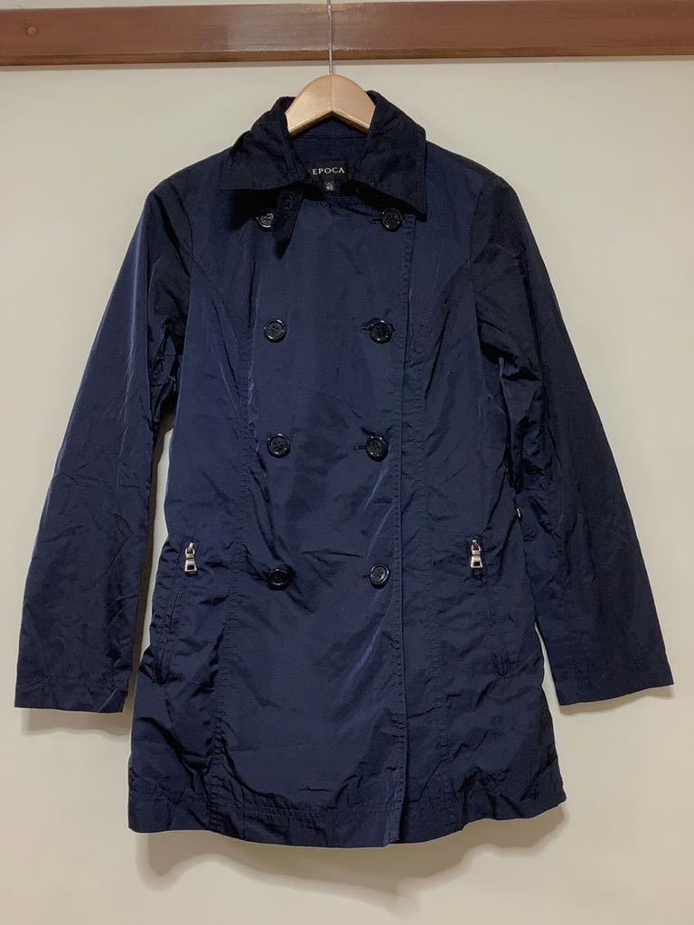 tsu1292 EPOCA Epoca trench coat spring coat 40 navy nylon lady's 