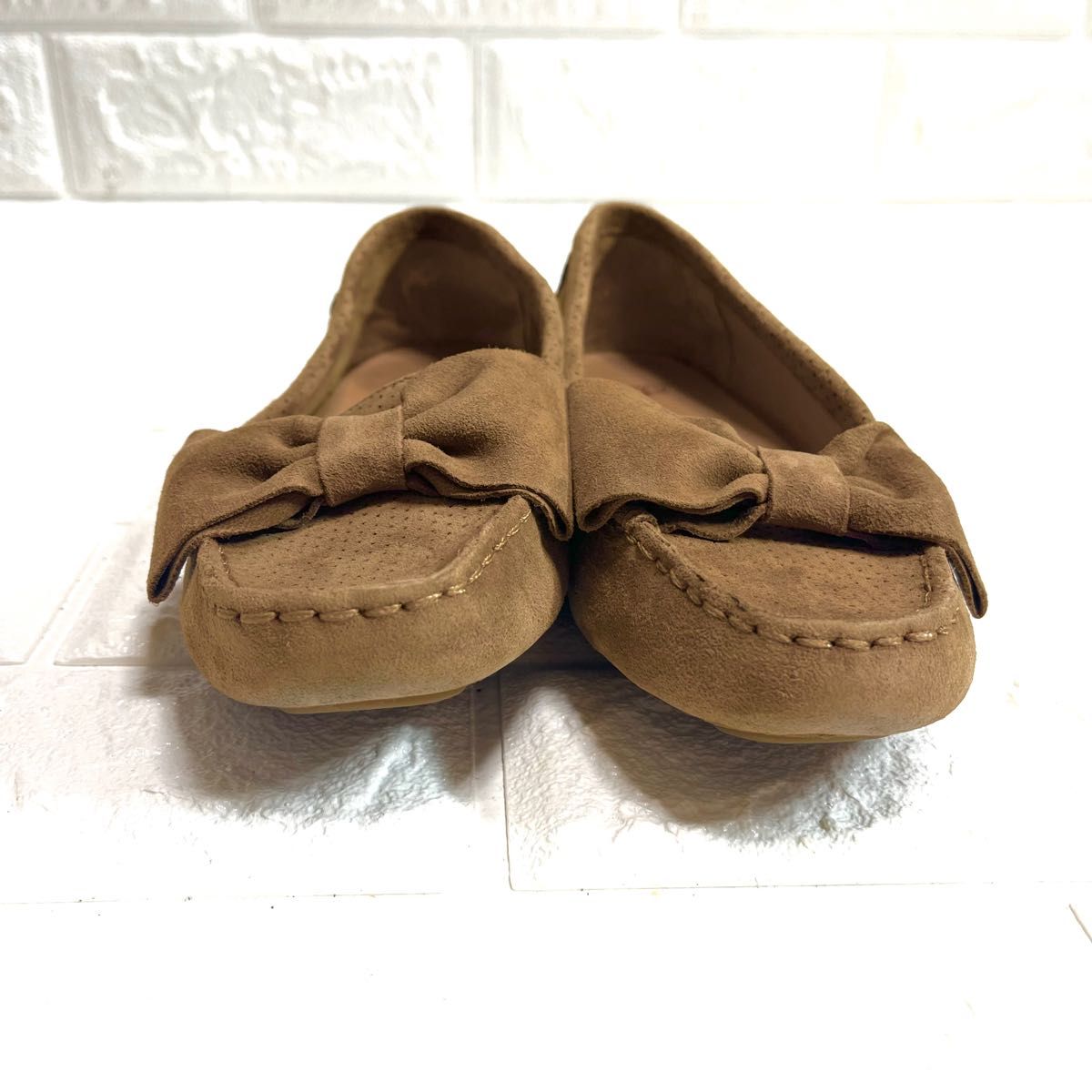 美品】UGG モカシン リボン フラットシューズ ローファー-