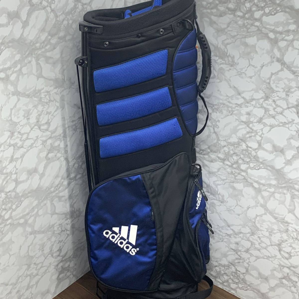 adidas キャディバッグ 黒/青 adidas キャディーバックのフード フードのみ スタンド ゴルフ
