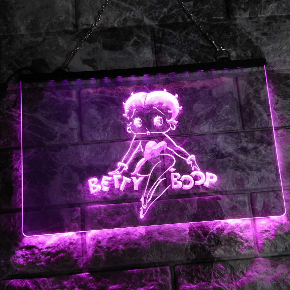 No.NE37P 送料無料 BETTY BOOP ベティーブープ LED ネオン 看板 ランプ ライト ディスプレイ 雑貨 インテリア_画像1