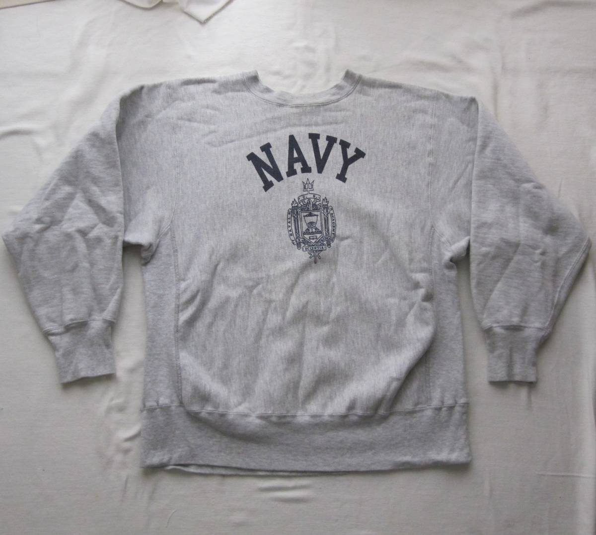 ☆ 80s トリコタグ チャンピオン USNAVY リバースウィーブ (L) 染み込み ヴィンテージ/ 単色タグ タタキ 後付け navy usafa  usma