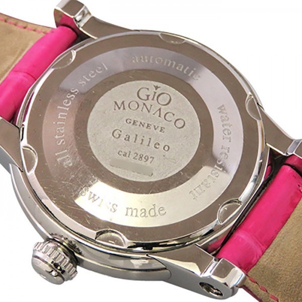 ジオ・モナコ GIO MONACO ガリレオ ベゼルダイヤ 343A ピンク文字盤 中古 腕時計 メンズ_画像4
