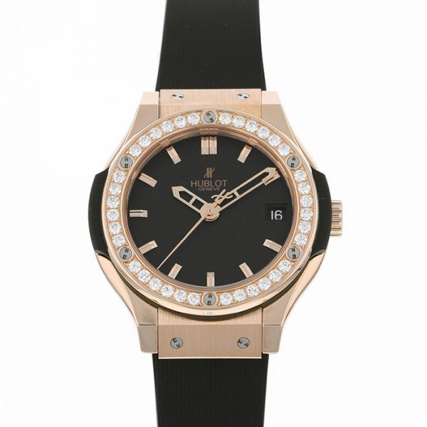 ウブロ HUBLOT クラシックフュージョン キングゴールド ダイヤモンド 581.OX.1180.RX.1104 ブラック文字盤 新品 腕時計 レディース