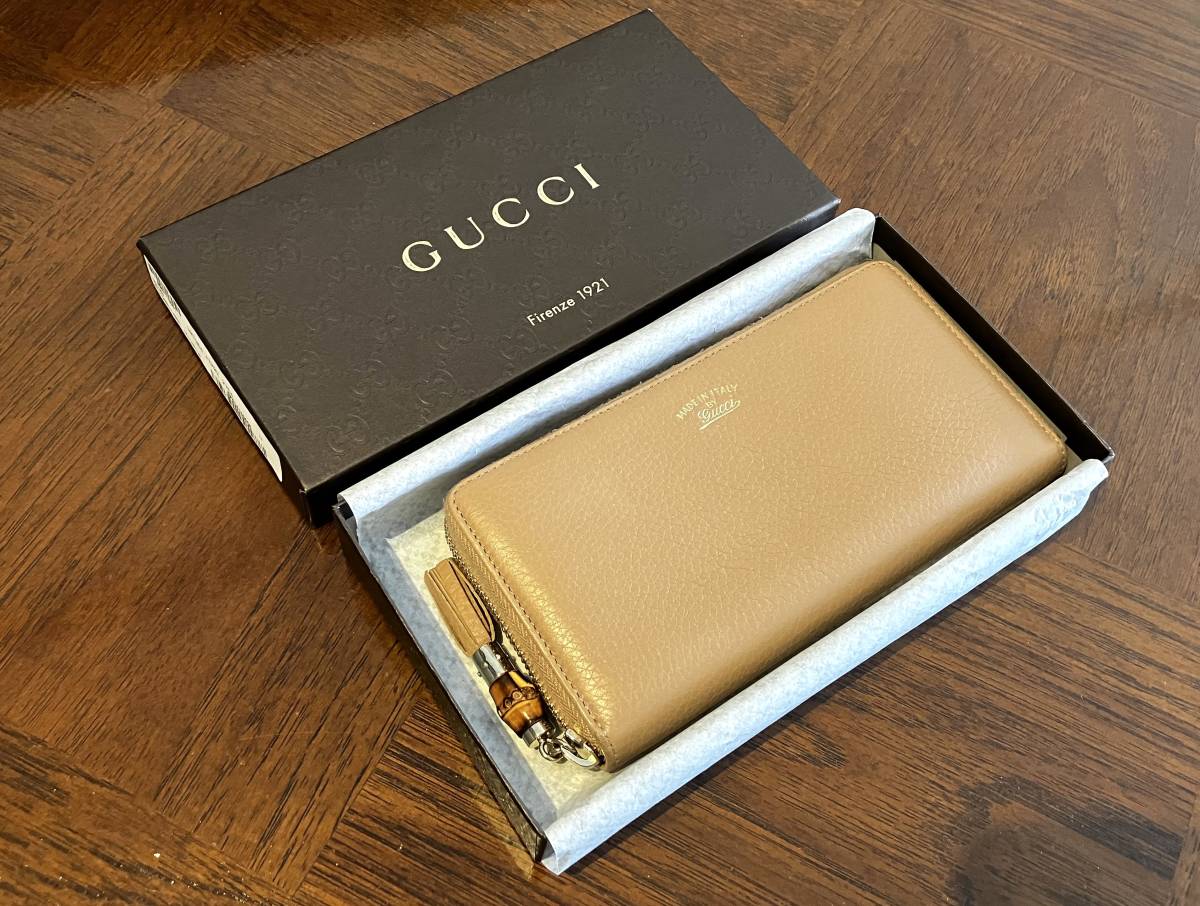 Gucci グッチ 長財布 タッセルセラリウス レザー ベージュ 307984レディース　【美品】個装箱入り_本当の箱入り娘です